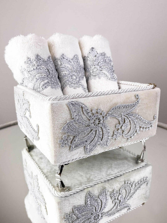 Ayla Silver Towel Box Set - creativehome-designsTowels