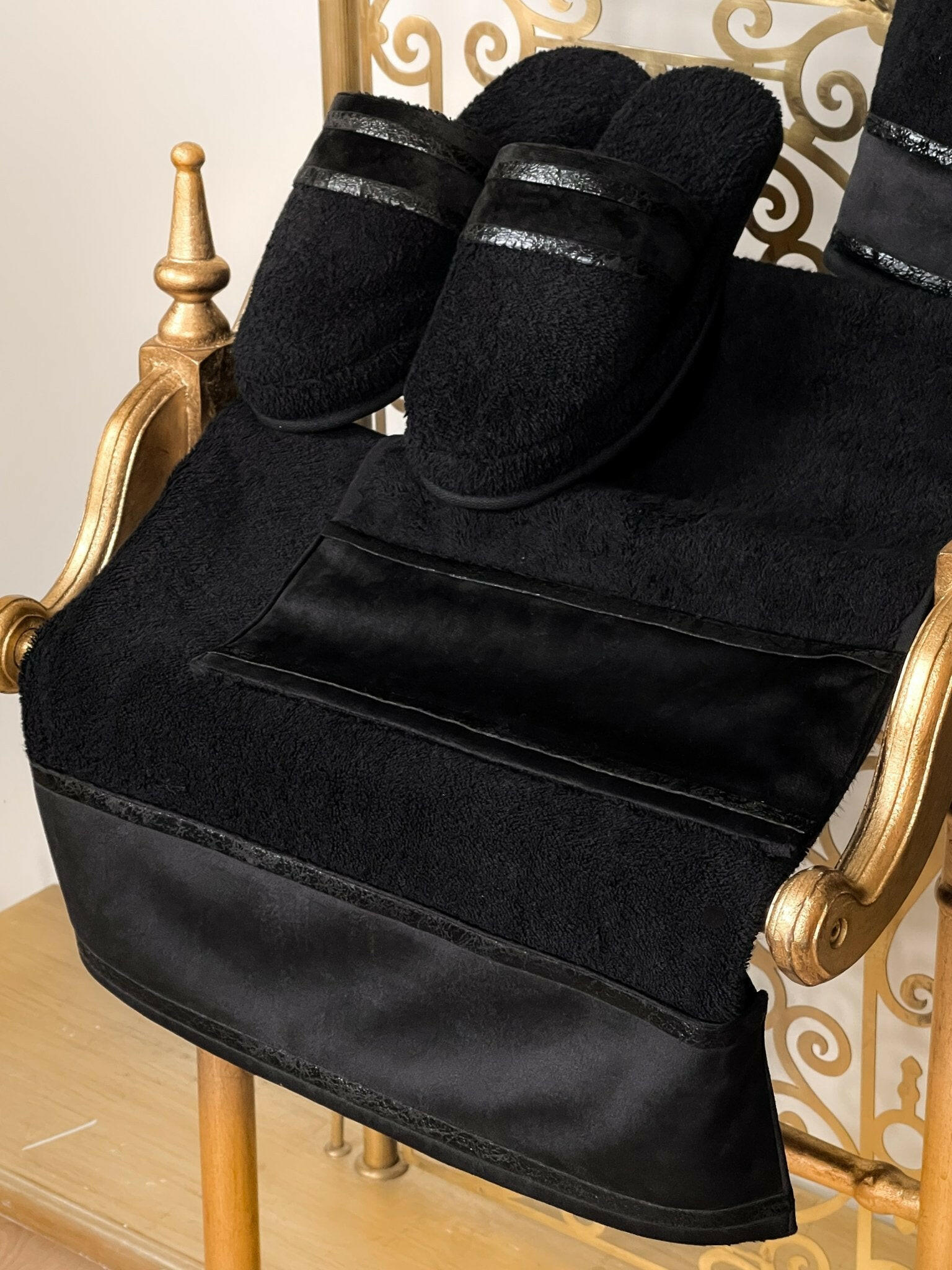 Bora Premier Luxury Men's Black Bathrobe Set, Velvet Applied Gown Robe, Slippers & Towels Set by Creative Home,BRM-CH-BORA-S-BO,BRM-CH-BORA-M-BO,BRM-CH-BORA-L-BO,BRM-CH-BORA-XL-BO,BRM-CH-BORA-XXL-BO,BRM-CH-BORA-XXXL-BO,BRM-CH-BORA-S-BS,BRM-CH-BORA-M-BS,BRM-CH-BORA-L-BS,BRM-CH-BORA-XL-BS,BRM-CH-BORA-XXL-BS,BRM-CH-BORA-XXXL-BS,BRM-CH-BORA-S-BST,BRM-CH-BORA-M-BST,BRM-CH-BORA-L-BST,BRM-CH-BORA-XL-BST,BRM-CH-BORA-XXL-BST,BRM-CH-BORA-XXXL-BST