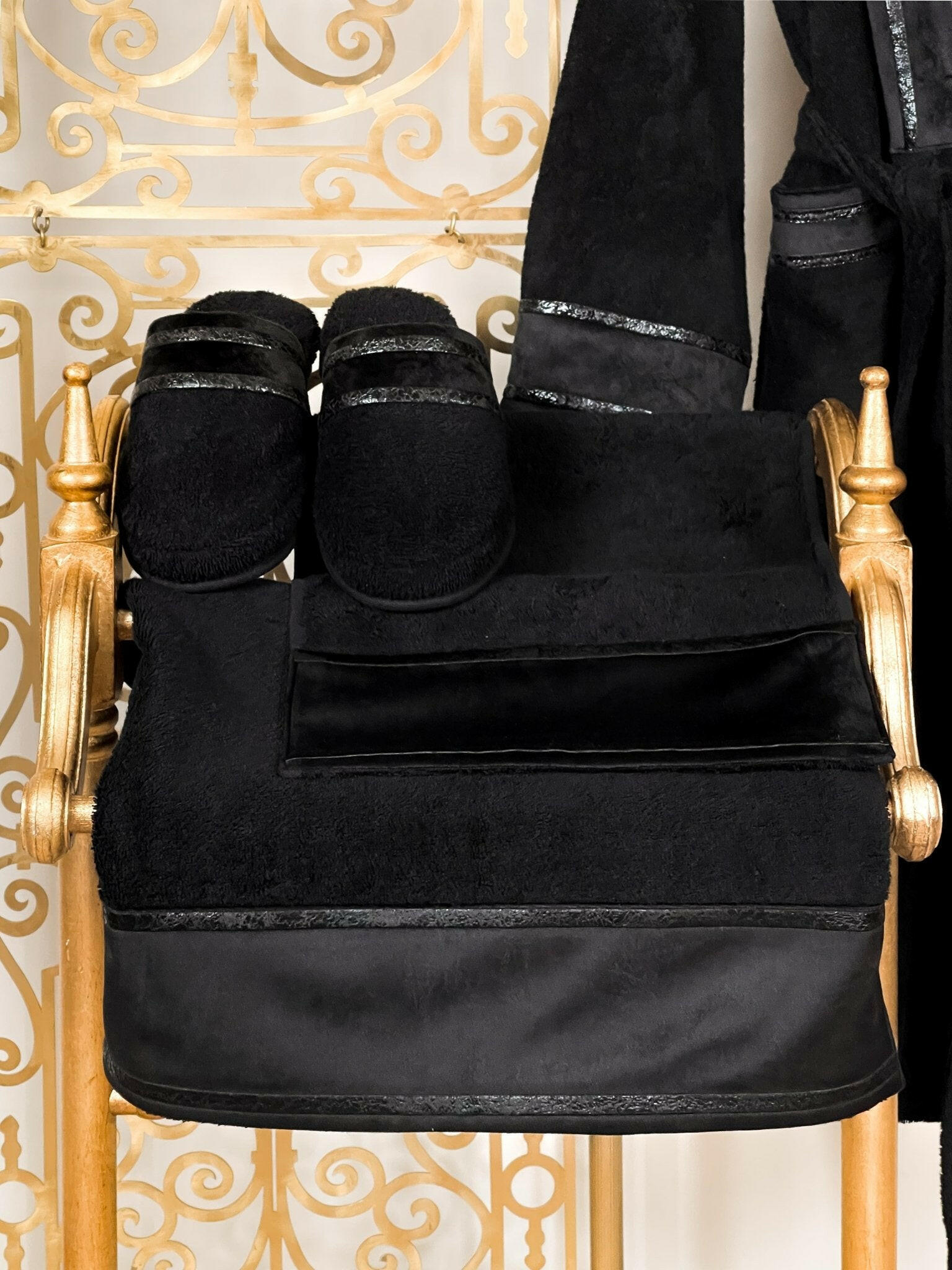 Bora Premier Luxury Men's Black Bathrobe Set, Velvet Applied Gown Robe, Slippers & Towels Set by Creative Home,BRM-CH-BORA-S-BO,BRM-CH-BORA-M-BO,BRM-CH-BORA-L-BO,BRM-CH-BORA-XL-BO,BRM-CH-BORA-XXL-BO,BRM-CH-BORA-XXXL-BO,BRM-CH-BORA-S-BS,BRM-CH-BORA-M-BS,BRM-CH-BORA-L-BS,BRM-CH-BORA-XL-BS,BRM-CH-BORA-XXL-BS,BRM-CH-BORA-XXXL-BS,BRM-CH-BORA-S-BST,BRM-CH-BORA-M-BST,BRM-CH-BORA-L-BST,BRM-CH-BORA-XL-BST,BRM-CH-BORA-XXL-BST,BRM-CH-BORA-XXXL-BST