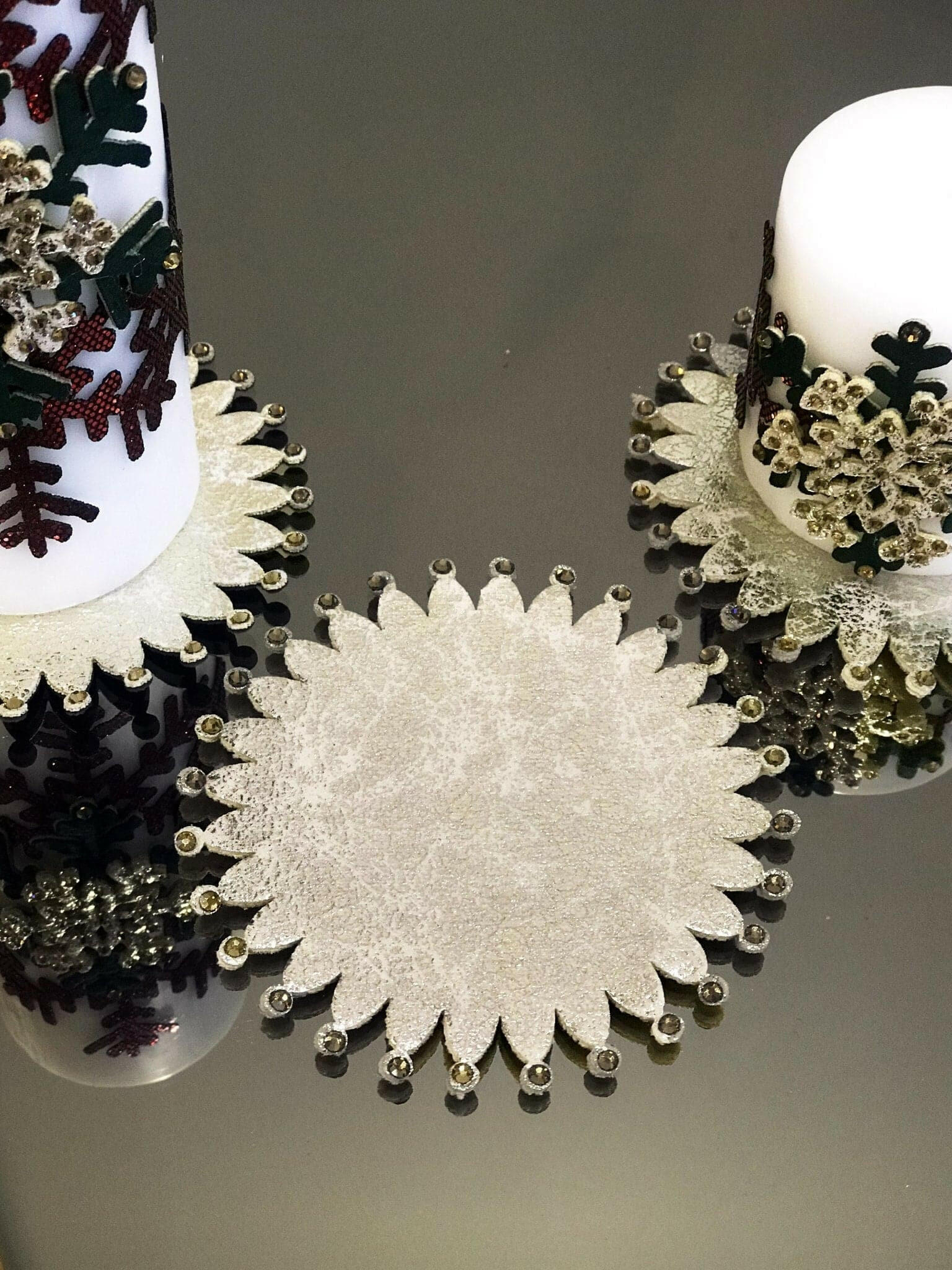 Christmas Snowflake White Candle Set of 3, Chic Decorative Colorful Candles Creative Home Designs,CS-CH-CSF-R