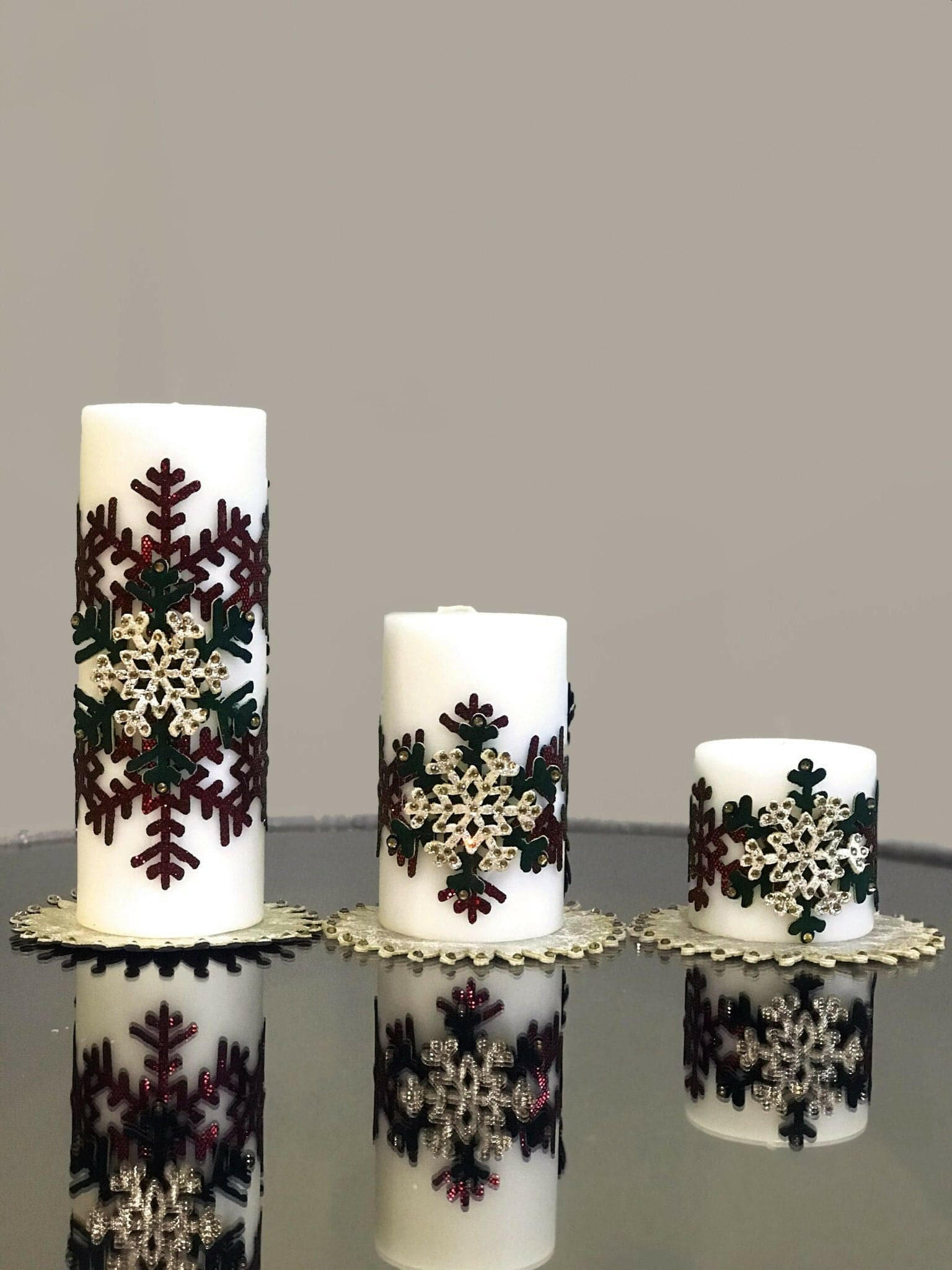 Christmas Snowflake White Candle Set of 3, Chic Decorative Colorful Candles Creative Home Designs,CS-CH-CSF-R