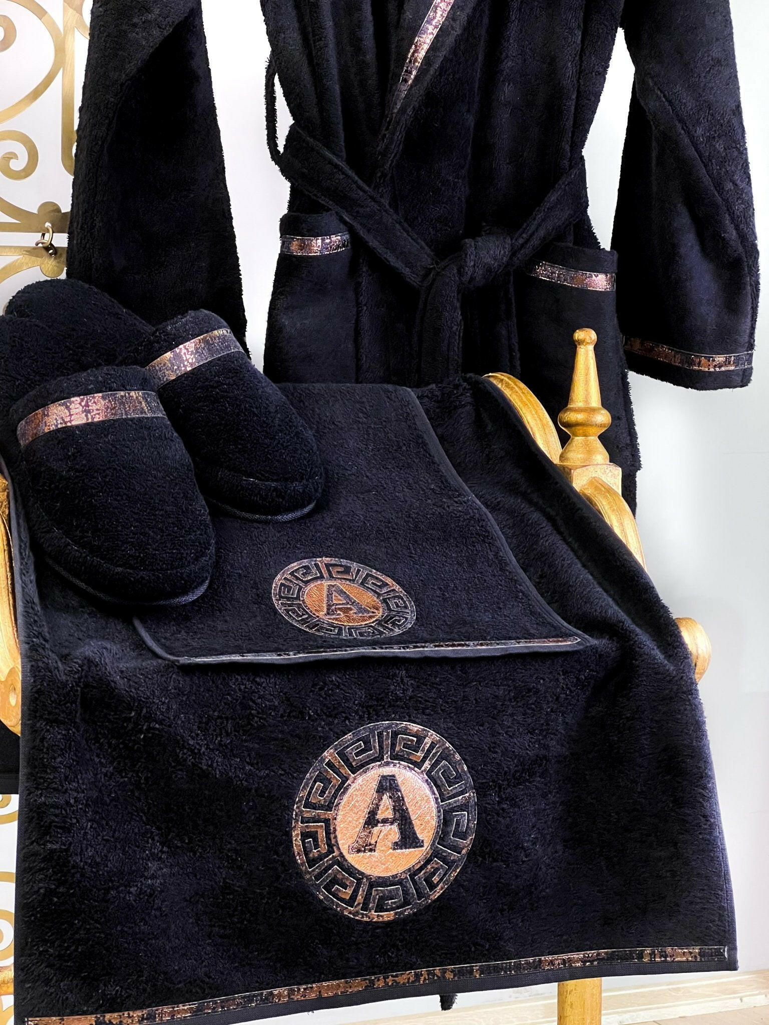 luxury mens personalised dressing gown Custom Initial Robe For Him