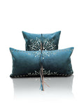 Damask Cushion Cover - Creative Home Designs Pillowcases, Turkish Throw Pillows & Shams, Petrol Blue Color Cut Out Sham With Diamonds