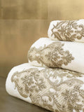 Ece European Style Luxury Embroidery Lace 3 Piece Elegant Bathroom Towel Set by Creative Home, Gold Color Embroidery with Crystals,TS-CH-ECE-Go