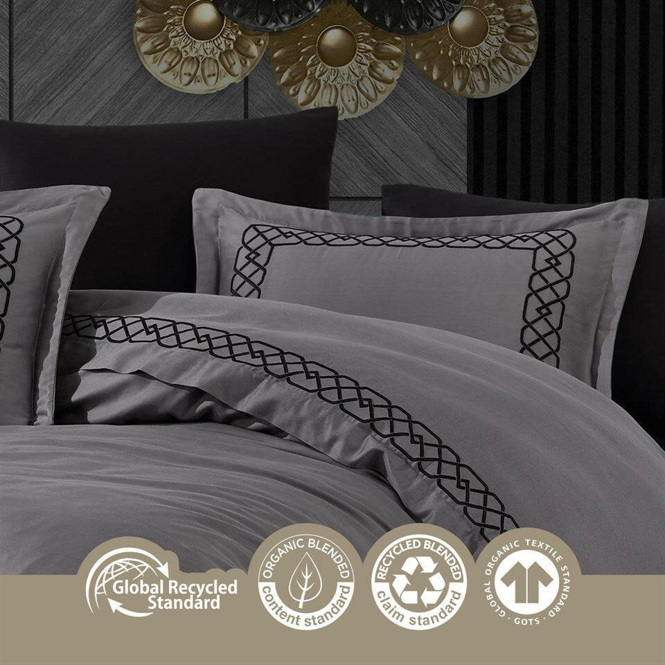 Esma Grey - Embroidered Luxury Duvet Cover Set - Creative HomeDuvet Covers