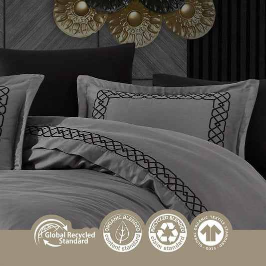 Esma Grey - Embroidered Luxury Duvet Cover Set - Creative HomeDuvet Covers