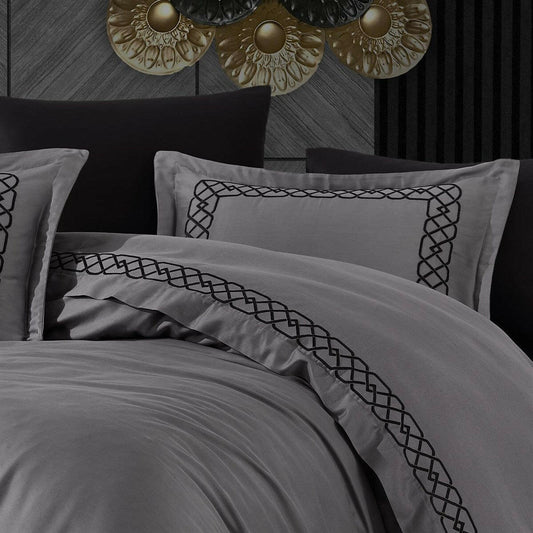 Esma Grey - Embroidered Luxury Duvet Cover Set - Creative HomeDuvet Covers