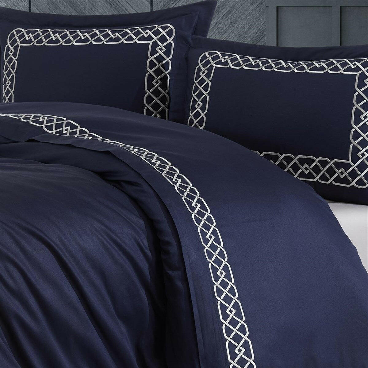 Esma Night Blue - Embroidered Luxury Duvet Cover Set - Creative HomeDuvet Covers
