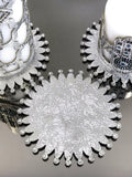 Hamsa Candle Set of 3 Silver Applique, Khamsa Hand Pattern, Chic Decorative Creative Home Candles,CS-CH-HMS-Si