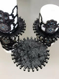 Hamsa Candle Set of 3 Black Applique, Khamsa Hand Pattern, Chic Decorative Creative Home Candles,CS-CH-HMS-Bl