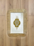 Idil Ecru & Gold Color Embroidered Rug - Creative Home Designs Rugs, European Lace Turkish Carpet, Non Slip Rectangular Mat,RUG-IDL-Ec-4060,RUG-IDL-Ec-60100,RUG-IDL-Ec-70120,RUG-IDL-Ec-90150,RUG-IDL-Ec-121182,RUG-IDL-Ec-152243