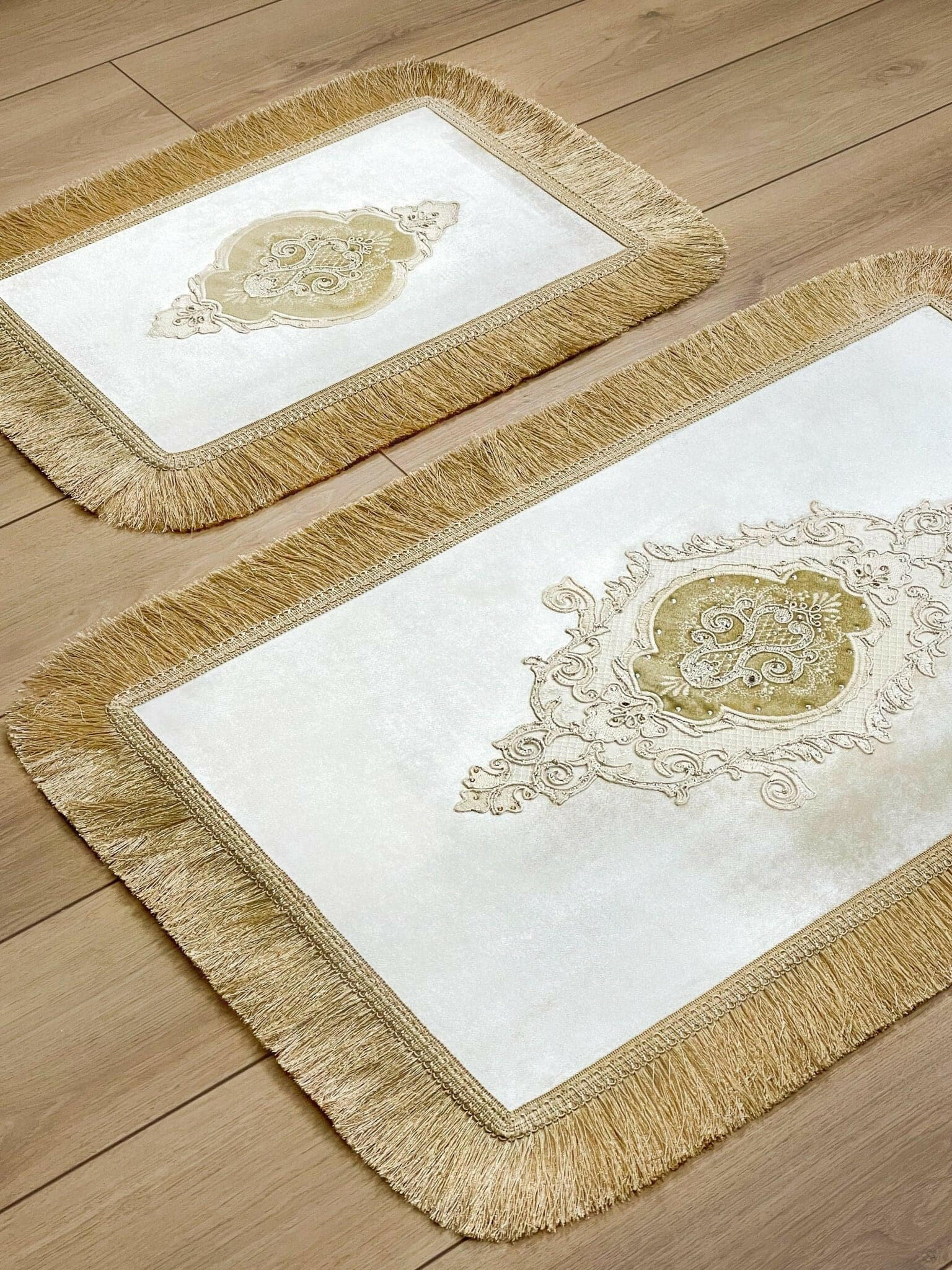 Idil Ecru & Gold Color Embroidered Rug - Creative Home Designs Rugs, European Lace Turkish Carpet, Non Slip Rectangular Mat,RUG-IDL-Ec-4060,RUG-IDL-Ec-60100,RUG-IDL-Ec-70120,RUG-IDL-Ec-90150,RUG-IDL-Ec-121182,RUG-IDL-Ec-152243