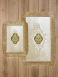 Idil Ecru & Gold Color Embroidered Rug - Creative Home Designs Rugs, European Lace Turkish Carpet, Non Slip Rectangular Mat,RUG-IDL-Ec-4060,RUG-IDL-Ec-60100,RUG-IDL-Ec-70120,RUG-IDL-Ec-90150,RUG-IDL-Ec-121182,RUG-IDL-Ec-152243