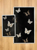 Kelebek Limited Edition Black & Silver Color Rectangular Rug - Creative Home Designs, Butterfly Luxury Turkish Carpet, Non Slip Washable Velvet Mat,RUG-KLBK-BlaSi-4060,RUG-KLBK-BlaSi-60100,RUG-KLBK-BlaSi-70120,RUG-KLBK-BlaSi-85137,RUG-KLBK-BlaSi-121182