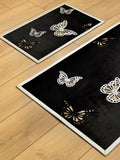 Kelebek Limited Edition Black & Silver Color Rectangular Rug - Creative Home Designs, Butterfly Luxury Turkish Carpet, Non Slip Washable Velvet Mat,RUG-KLBK-BlaSi-4060,RUG-KLBK-BlaSi-60100,RUG-KLBK-BlaSi-70120,RUG-KLBK-BlaSi-85137,RUG-KLBK-BlaSi-121182