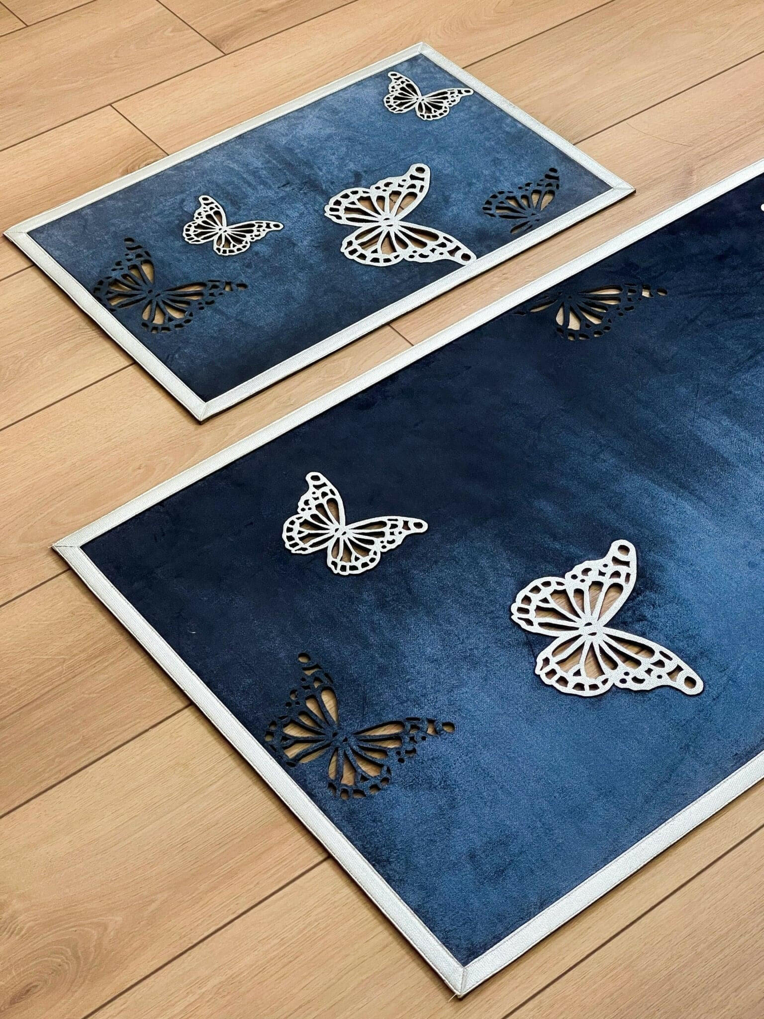 Kelebek Limited Edition Blue Color Rectangular Rug - Creative Home Designs, Butterfly Luxury Turkish Carpet, Non Slip Washable Velvet Mat,RUG-KLBK-BluSi-4060,RUG-KLBK-BluSi-60100,RUG-KLBK-BluSi-70120,RUG-KLBK-BluSi-85137,RUG-KLBK-BluSi-121182