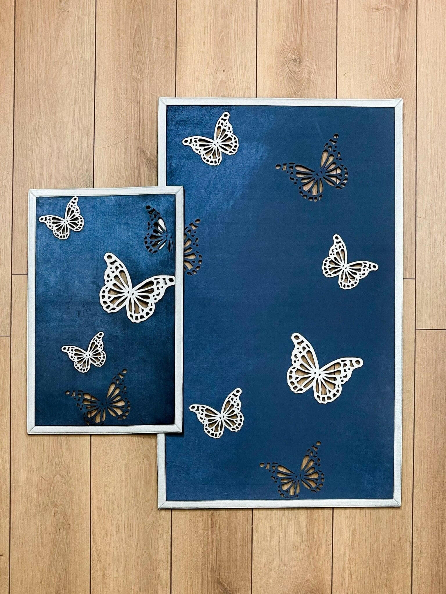 Kelebek Limited Edition Blue Color Rectangular Rug - Creative Home Designs, Butterfly Luxury Turkish Carpet, Non Slip Washable Velvet Mat,RUG-KLBK-BluSi-4060,RUG-KLBK-BluSi-60100,RUG-KLBK-BluSi-70120,RUG-KLBK-BluSi-85137,RUG-KLBK-BluSi-121182