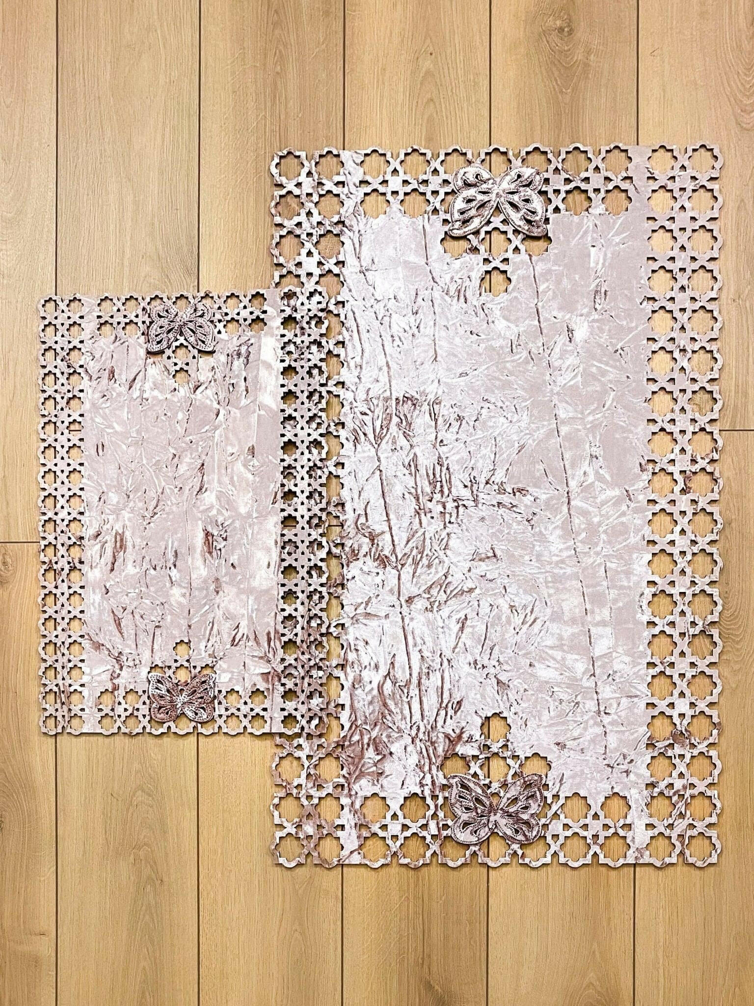Kelebek Rose Pink Rug 40 x 60 cm - Creative Home Designs, Butterfly Turkish Carpet, Non Slip Washable Velvet Mat,RUG-KLBK-Ro-4060,RUG-KLBK-Ro-60100,RUG-KLBK-Ro-70120,RUG-KLBK-Ro-85137