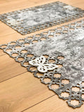 Kelebek Grey Rug - Creative Home Designs, Butterfly Turkish Carpet, Non Slip Washable Velvet Mat,RUG-KLBK-Gr-4060,RUG-KLBK-Gr-60100,RUG-KLBK-Gr-70120,RUG-KLBK-Gr-85137