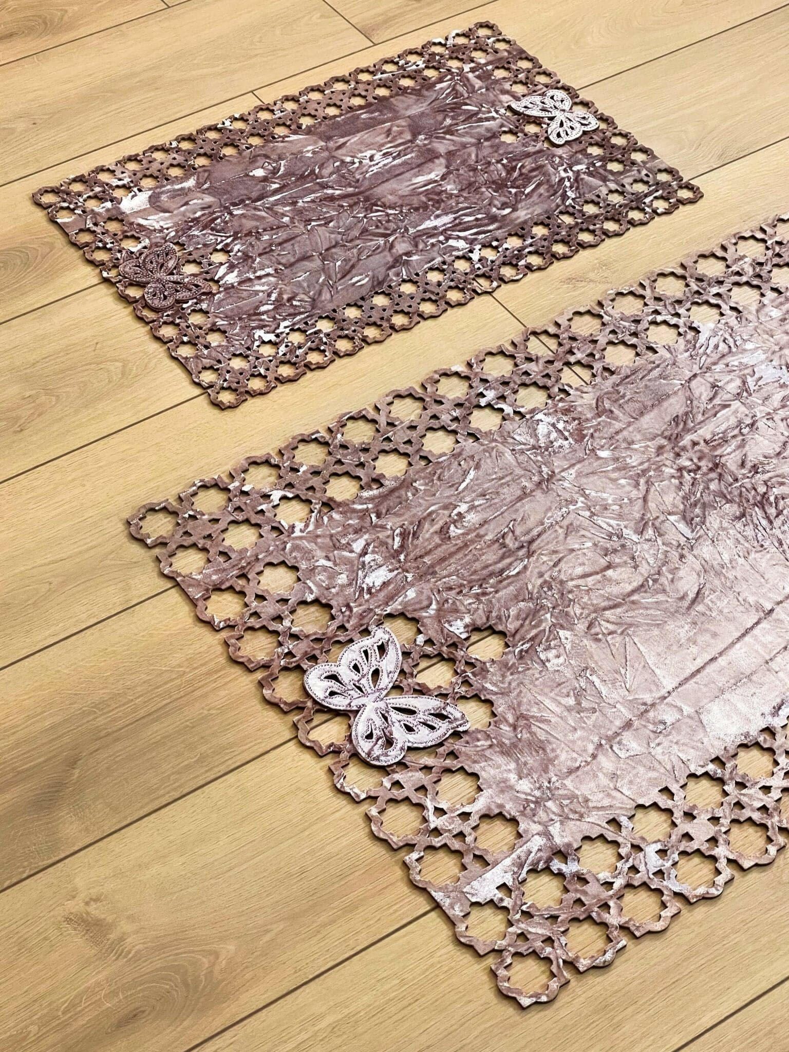 Kelebek Rose Pink Rug 40 x 60 cm - Creative Home Designs, Butterfly Turkish Carpet, Non Slip Washable Velvet Mat,RUG-KLBK-Ro-4060,RUG-KLBK-Ro-60100,RUG-KLBK-Ro-70120,RUG-KLBK-Ro-85137