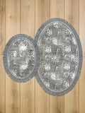 Melda Rug Silver Color & Grey Foiled Oval Rug - Creative Home Designs Rugs, Turkish Carpet With Tassels & Diamonds, Non Slip Mat,RUG-MELDA-SiGr-4060,RUG-MELDA-SiGr-60100,RUG-MELDA-SiGr-70120,RUG-MELDA-SiGr-90150,RUG-MELDA-SiGr-121182,RUG-MELDA-SiGr-152243