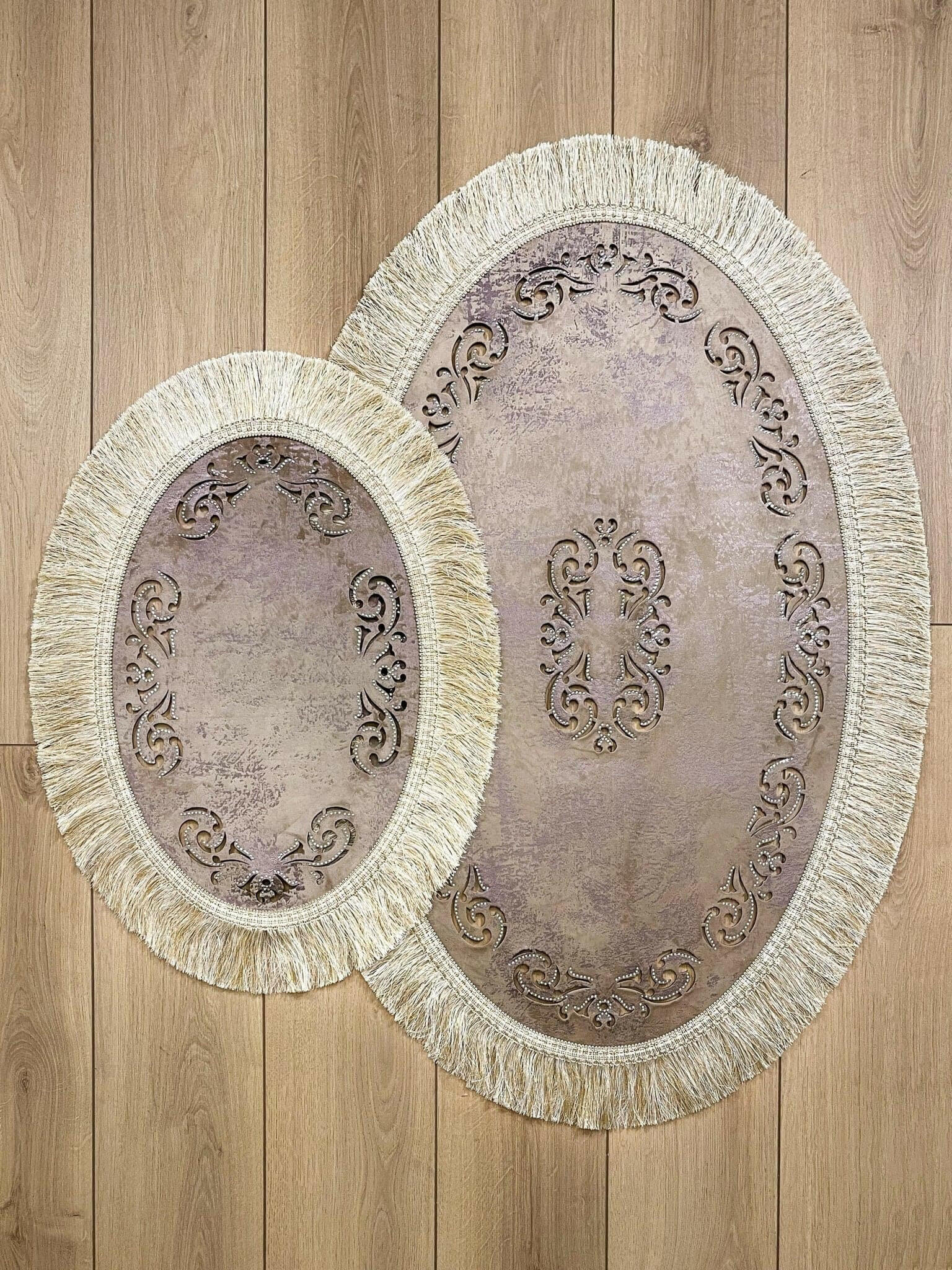 Melda Rug Purple Color & Grey Foiled Oval Rug - Creative Home Designs Rugs, Turkish Carpet With Tassels & Diamonds, Non Slip Mat,RUG-MELDA-PuGr-4060,RUG-MELDA-PuGr-60100,RUG-MELDA-PuGr-70120,RUG-MELDA-PuGr-90150,RUG-MELDA-PuGr-121182,RUG-MELDA-PuGr-152243