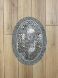 Melda Rug Silver Color & Grey Foiled Oval Rug - Creative Home Designs Rugs, Turkish Carpet With Tassels & Diamonds, Non Slip Mat,RUG-MELDA-SiGr-4060,RUG-MELDA-SiGr-60100,RUG-MELDA-SiGr-70120,RUG-MELDA-SiGr-90150,RUG-MELDA-SiGr-121182,RUG-MELDA-SiGr-152243
