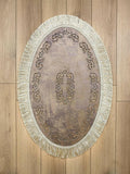 Melda Rug Purple Color & Grey Foiled Oval Rug - Creative Home Designs Rugs, Turkish Carpet With Tassels & Diamonds, Non Slip Mat