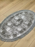 Melda Rug Silver Color & Grey Foiled Oval Rug - Creative Home Designs Rugs, Turkish Carpet With Tassels & Diamonds, Non Slip Mat,RUG-MELDA-SiGr-4060,RUG-MELDA-SiGr-60100,RUG-MELDA-SiGr-70120,RUG-MELDA-SiGr-90150,RUG-MELDA-SiGr-121182,RUG-MELDA-SiGr-152243