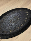 Melda Rug Black Oval Rug - Creative Home Designs Rugs, Turkish Carpet With Tassels & Diamonds, Non Slip Mat,RUG-MELDA-Bla-4060,RUG-MELDA-Bla-60100,RUG-MELDA-Bla-70120,RUG-MELDA-Bla-90150,RUG-MELDA-Bla-121182,RUG-MELDA-Bla-1522243