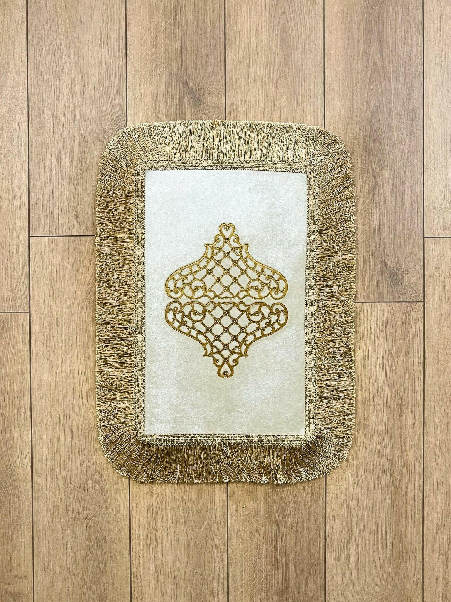 Mihrace Rug Oriental Chic Ecru & Gold Color Rug - Creative Home Designs Rugs, Oriental Style Turkish Carpet, Rectangular Mat With Diamonds & Tassels,RUG-MHRC-EcGo-4060,RUG-MHRC-EcGo-60100,RUG-MHRC-EcGo-70120,RUG-MHRC-EcGo-90150,RUG-MHRC-EcGo-121182,RUG-MHRC-EcGo-152243