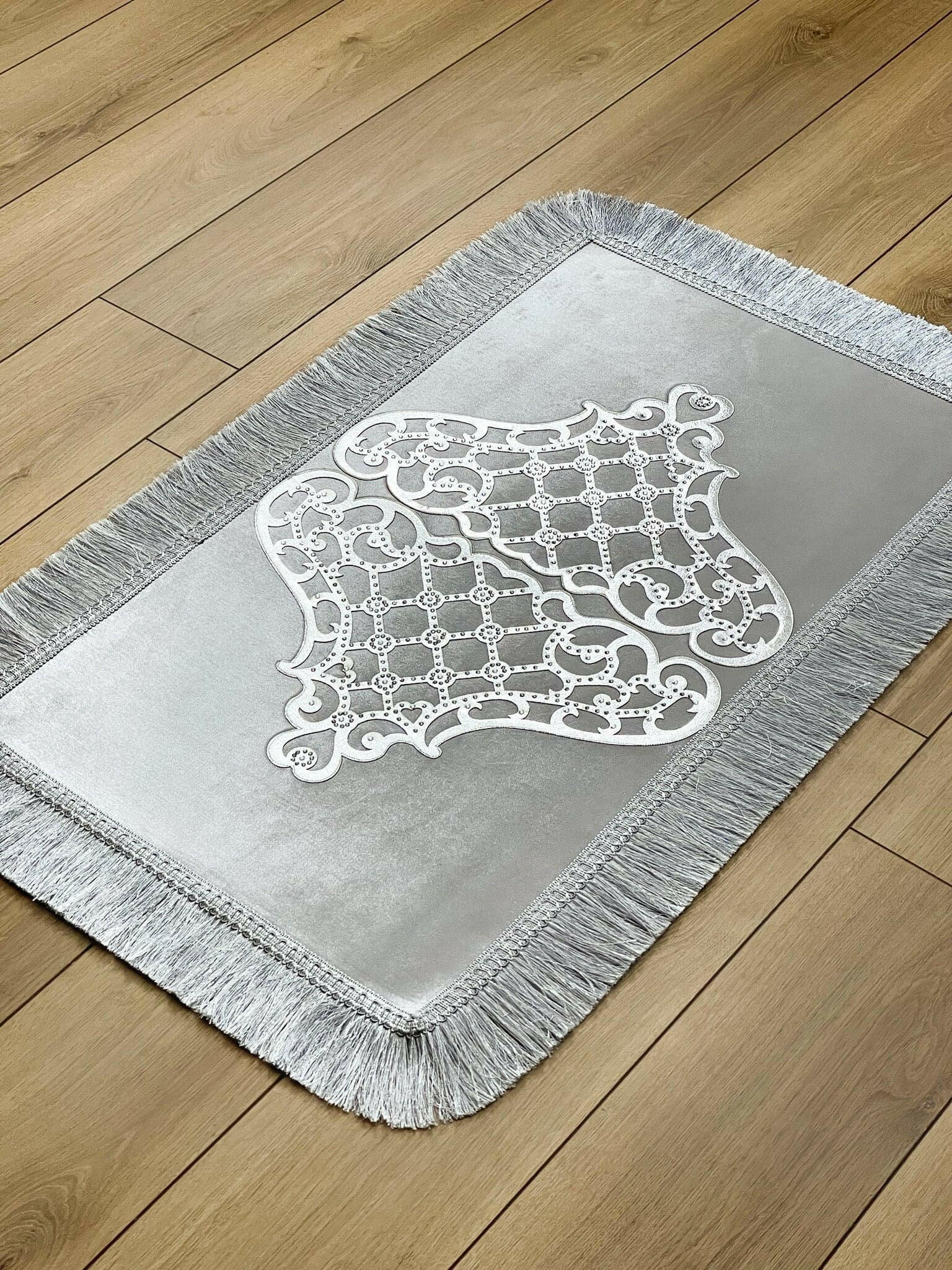 Mihrace Rug Oriental Chic Grey & Silver Color Rug - Creative Home Designs Rugs, Oriental Style Turkish Carpet, Rectangular Mat With Diamonds & Tassels,RUG-MHRC-Si-4060,RUG-MHRC-Si-60100,RUG-MHRC-Si-70120,RUG-MHRC-Si-90150,RUG-MHRC-Si-121182,RUG-MHRC-Si-152243