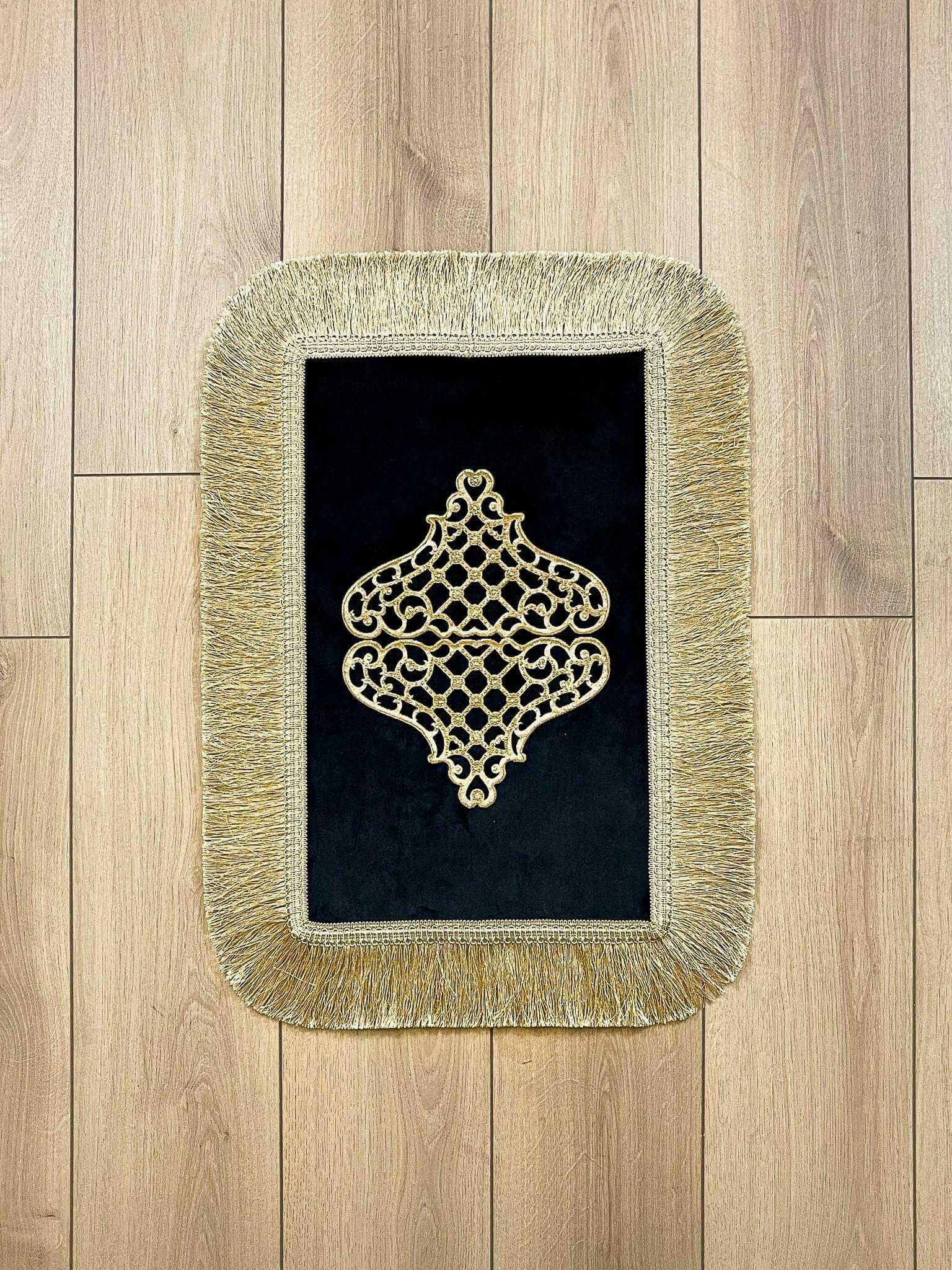 Mihrace Rug Oriental Chic Black & Gold Color Rug - Creative Home Designs Rugs, Oriental Style Turkish Carpet, Rectangular Mat With Diamonds & Tassels,RUG-MHRC-BlaGo-4060,RUG-MHRC-BlaGo-60100,RUG-MHRC-BlaGo-70120,RUG-MHRC-BlaGo-90150,RUG-MHRC-BlaGo-121182,RUG-MHRC-BlaGo-152243