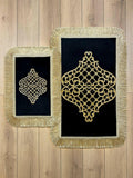 Mihrace Rug Oriental Chic Black & Gold Color Rug - Creative Home Designs Rugs, Oriental Style Turkish Carpet, Rectangular Mat With Diamonds & Tassels,RUG-MHRC-BlaGo-4060,RUG-MHRC-BlaGo-60100,RUG-MHRC-BlaGo-70120,RUG-MHRC-BlaGo-90150,RUG-MHRC-BlaGo-121182,RUG-MHRC-BlaGo-152243