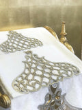 Mihrace Towel Set - Creative Home Designs,Cut Through Gold Leather Velvet Luxury Cream Turkish Oriental Towel with Velvet and Diamonds,TS-CH-MHRC-Go