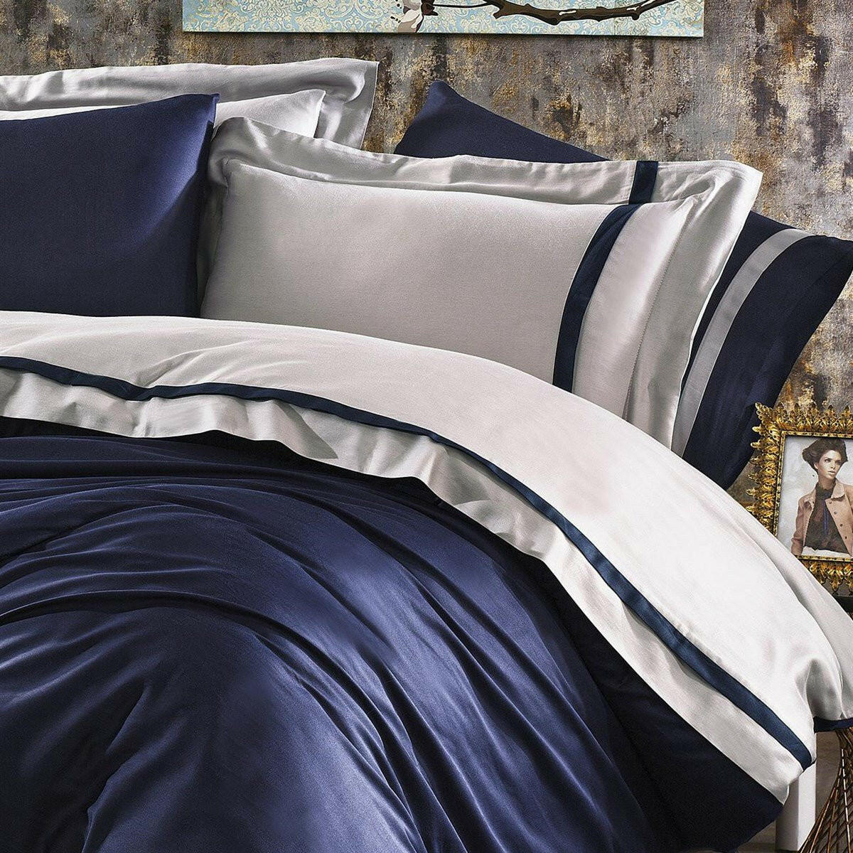 Mira Night Blue - Luxury Duvet Cover Set - Creative HomeDuvet Covers