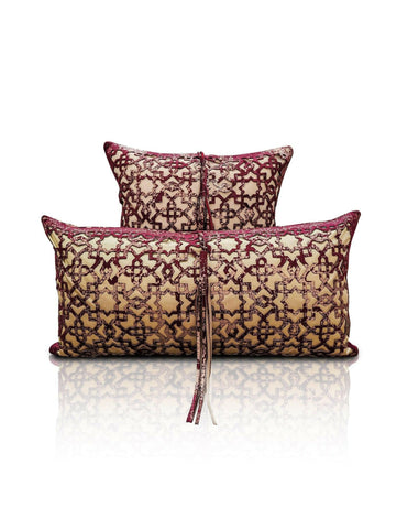 Ottoman Cushion Cover - Creative Home Designs Pillowcases, Turkish Throw Pillows & Shams, Red & Burgundy Color Cut Out Geometric Pattern Sham
