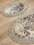 Palma Oval Coffee Brown Velvet Bathroom & Area Lounge Rug, Cut Through Floral Inspired Carpet with Tassels, Turkish Non-Slip Handmade Mat by Creative Home,RUG-PALMA-Bro-4060,RUG-PALMA-Bro-60100,RUG-PALMA-Bro-70120,RUG-PALMA-Bro-90150,RUG-PALMA-Bro-121182,RUG-PALMA-Bro-152243