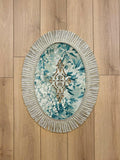 Palma Oval Turquoise Velvet Bathroom & Area Lounge Rug, Cut Through Floral Inspired Carpet with Tassels, Turkish Non-Slip Handmade Mat by Creative Home,RUG-PALMA-Tu-4060,RUG-PALMA-Tu-60100,RUG-PALMA-Tu-70120,RUG-PALMA-Tu-90150,RUG-PALMA-Tu-121182,RUG-PALMA-Tu-152243