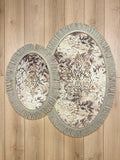 Palma Oval Coffee Brown Velvet Bathroom & Area Lounge Rug, Cut Through Floral Inspired Carpet with Tassels, Turkish Non-Slip Handmade Mat by Creative Home,RUG-PALMA-Bro-4060,RUG-PALMA-Bro-60100,RUG-PALMA-Bro-70120,RUG-PALMA-Bro-90150,RUG-PALMA-Bro-121182,RUG-PALMA-Bro-152243