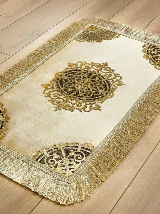 Ruya Limited Edition Rug - Creative Home Designs, Velvet Royal Luxury Turkish Gold Color Carpet or Mat with Tassels,RUG-RUYALE-Go-60100,RUG-RUYALE-Go-70120,RUG-RUYALE-Go-90150,RUG-RUYALE-Go-121182,RUG-RUYALE-Go-152243