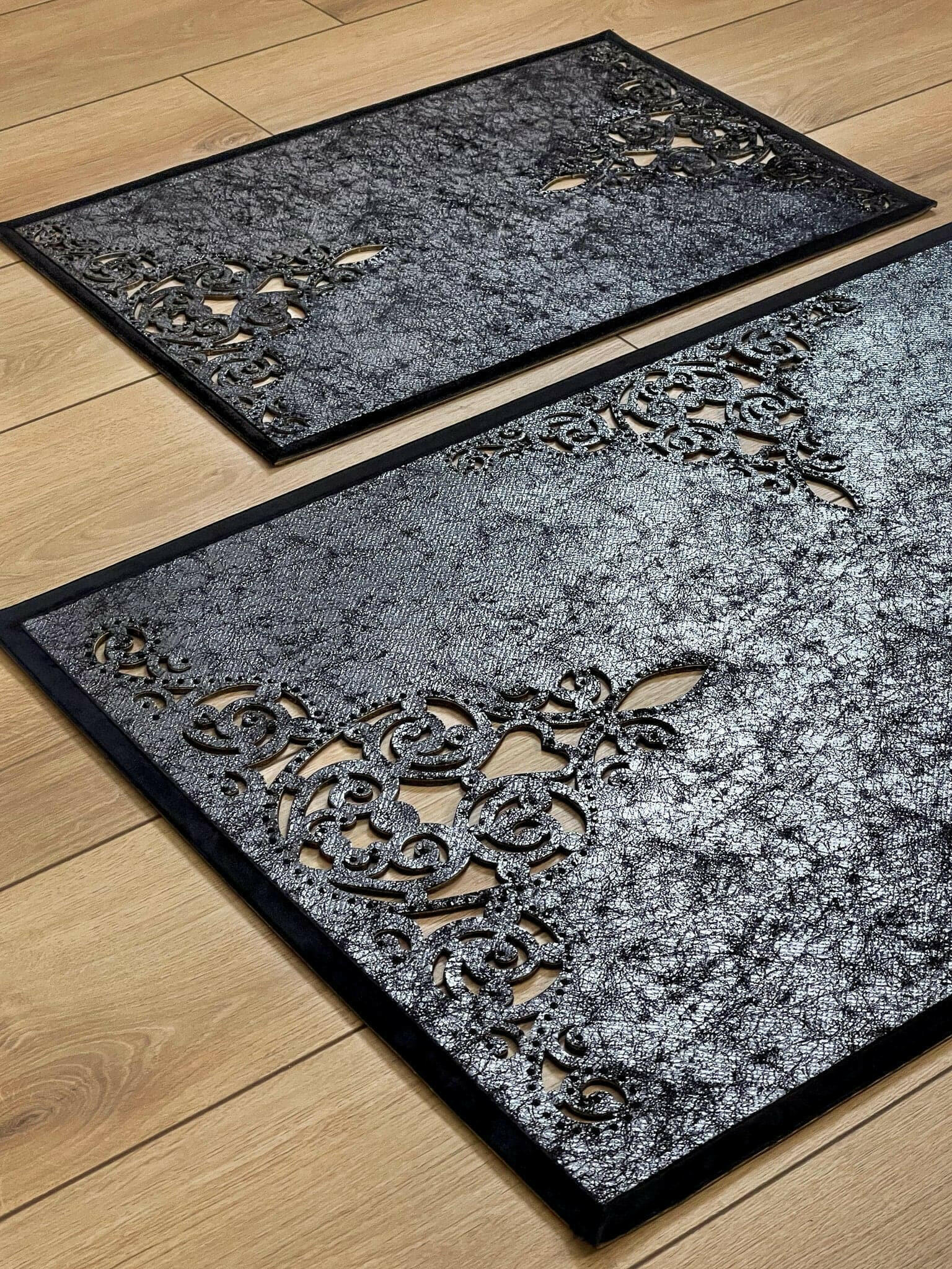 Sena Rug Metallic Black Color Rug - Creative Home Designs Rugs, Oriental Style Cut Out Laser Turkish Carpet With Diamonds, Non Slip Durable Mat,RUG-SENA-Bla-4060,RUG-SENA-Bla-60100,RUG-SENA-Bla-70120,RUG-SENA-Bla-85137,RUG-SENA-Bla-121182