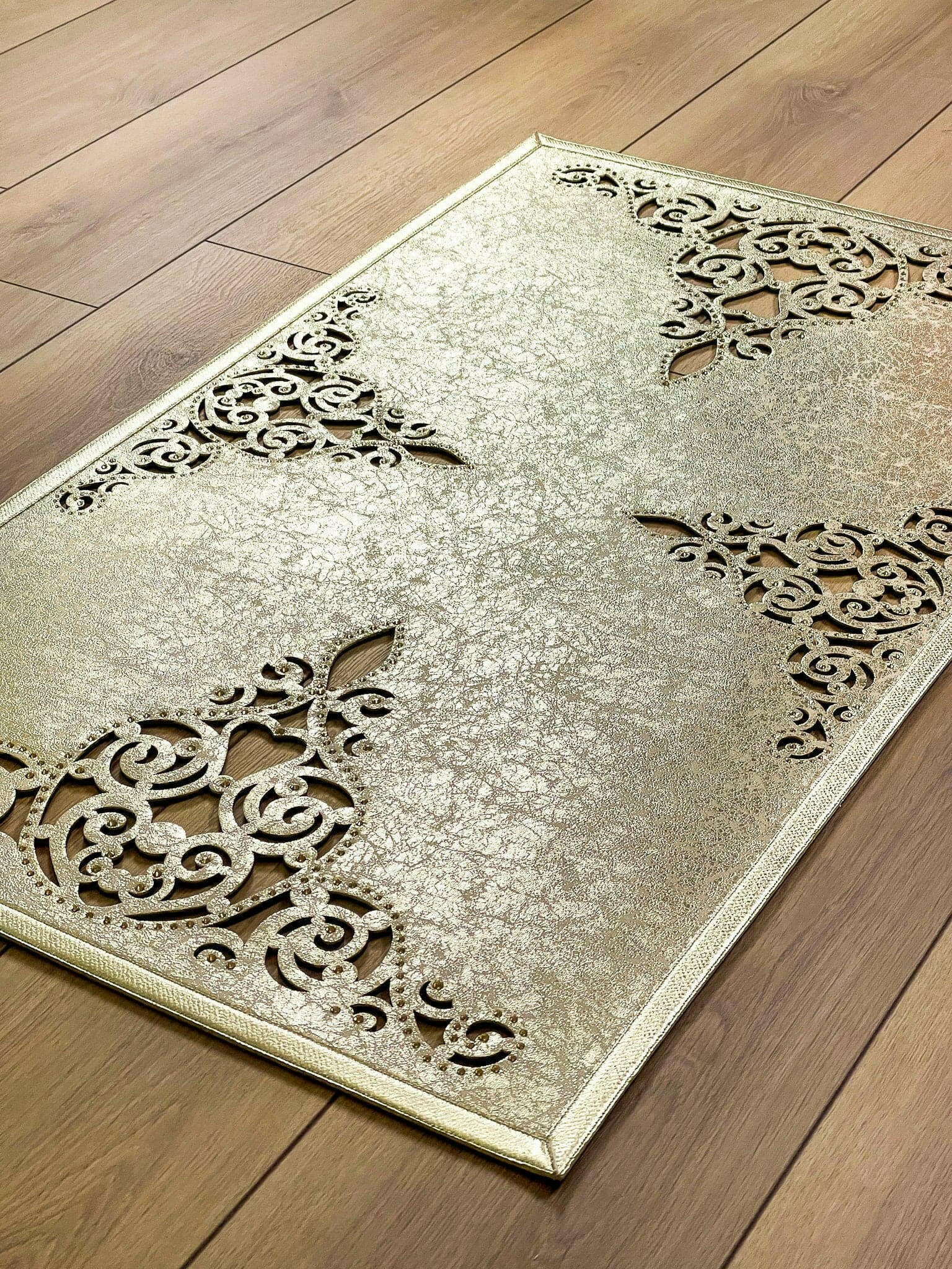 Sena Rug Aged Gold Color Rug - Creative Home Designs Rugs, Oriental Style Cut Out Laser Turkish Carpet With Diamonds, Non Slip Durable Mat,RUG-SENA-Go-4060,RUG-SENA-Go-60100,RUG-SENA-Go-70120,RUG-SENA-Go-85137,RUG-SENA-Go-121182