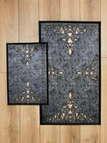 Sena Rug Metallic Black Color Rug - Creative Home Designs Rugs, Oriental Style Cut Out Laser Turkish Carpet With Diamonds, Non Slip Durable Mat,RUG-SENA-Bla-4060,RUG-SENA-Bla-60100,RUG-SENA-Bla-70120,RUG-SENA-Bla-85137,RUG-SENA-Bla-121182