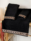 Tara Celtic Style 3 Piece Elegant Copper & Black Luxury Bath Towel Set, Elegant Towelling by Creative Home,TS-CH-TARAE-BlaCop