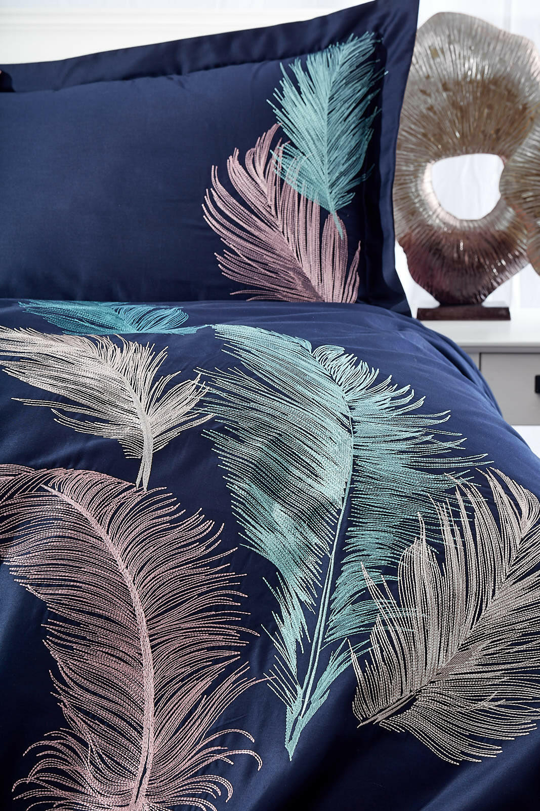 Yaprak Blue - Embroidered Luxury Duvet Cover Set - Creative HomeDuvet Covers
