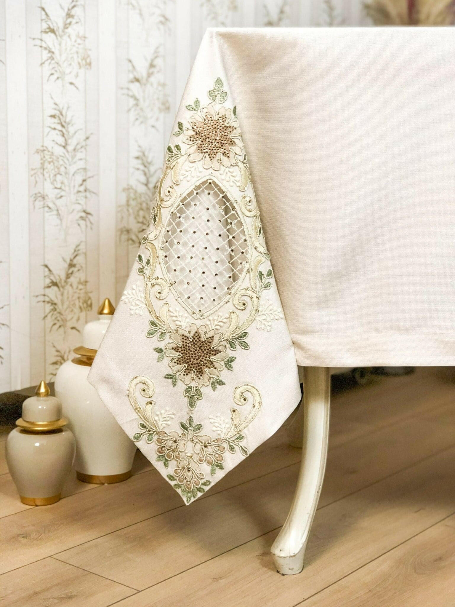 Yesim Cream Tablecloth - creativehome-designsTablecloths